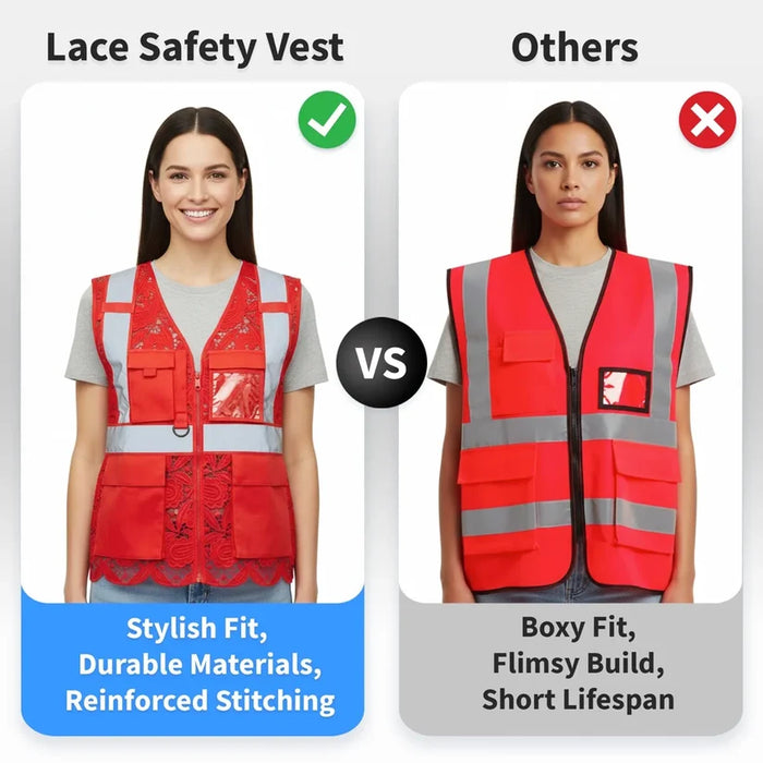 Lace Safety Vest® Women's Class 2 Four Pockets Zipper Vest - VEST002