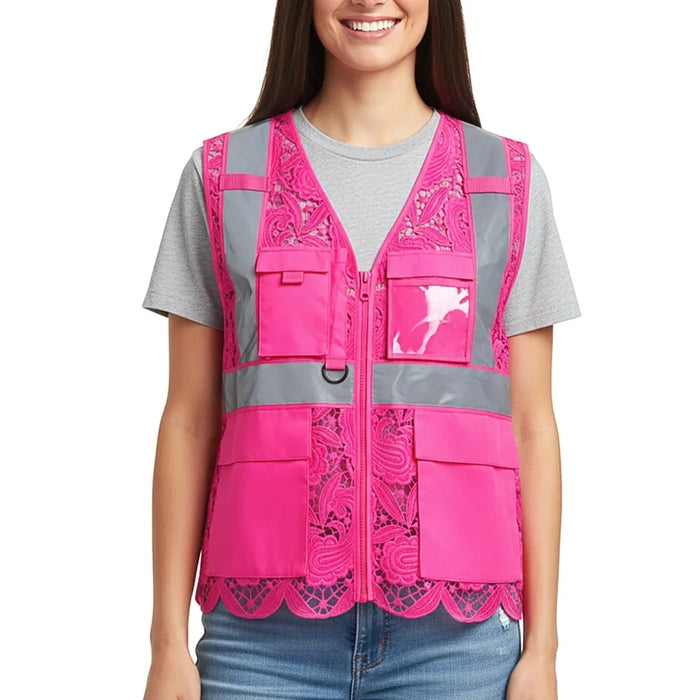 Lace Safety Vest® Women's Class 2 Four Pockets Zipper Vest - VEST002