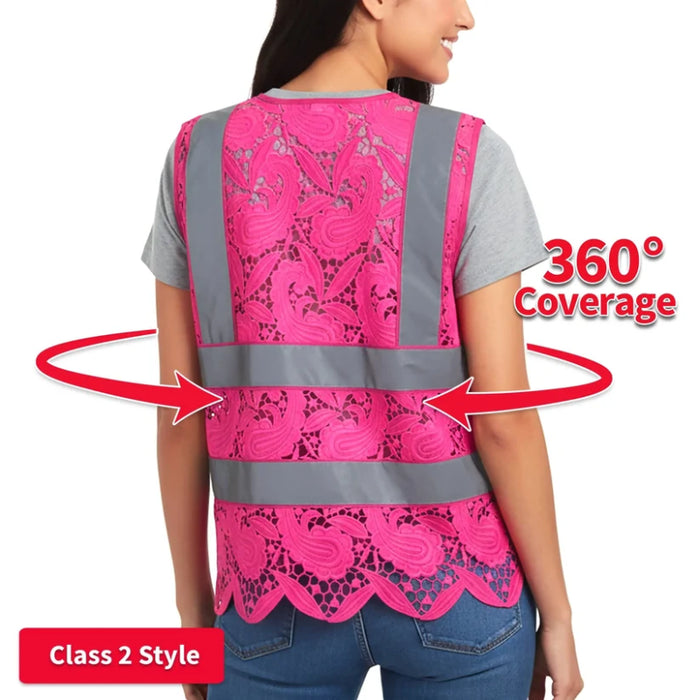 Lace Safety Vest® Women's Class 2 No Pockets Zippper Vest - VEST002