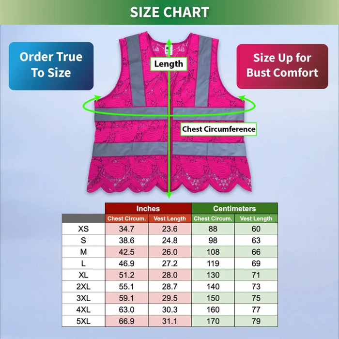 Lace Safety Vest® Women's Class 2 No Pockets Zippper Vest - VEST002