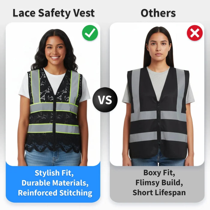 Lace Safety Vest® Women's Class 2 No Pockets Zippper Vest - VEST002