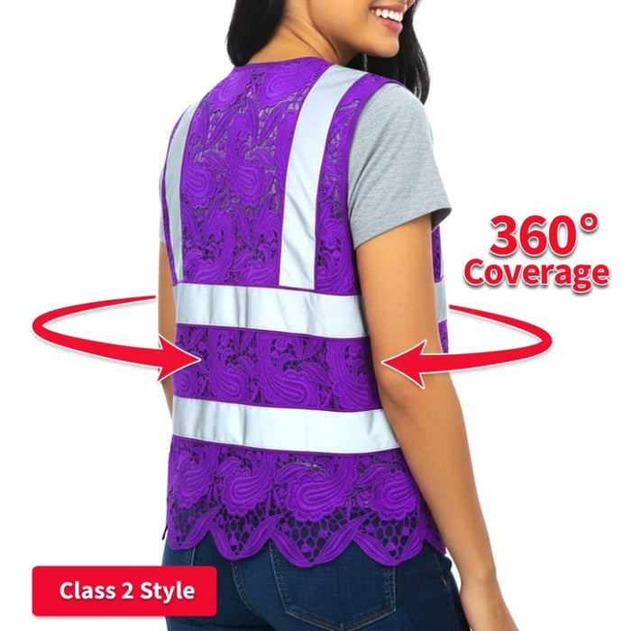Lace Safety Vest® Women's Class 2 No Pockets Zippper Vest - VEST002