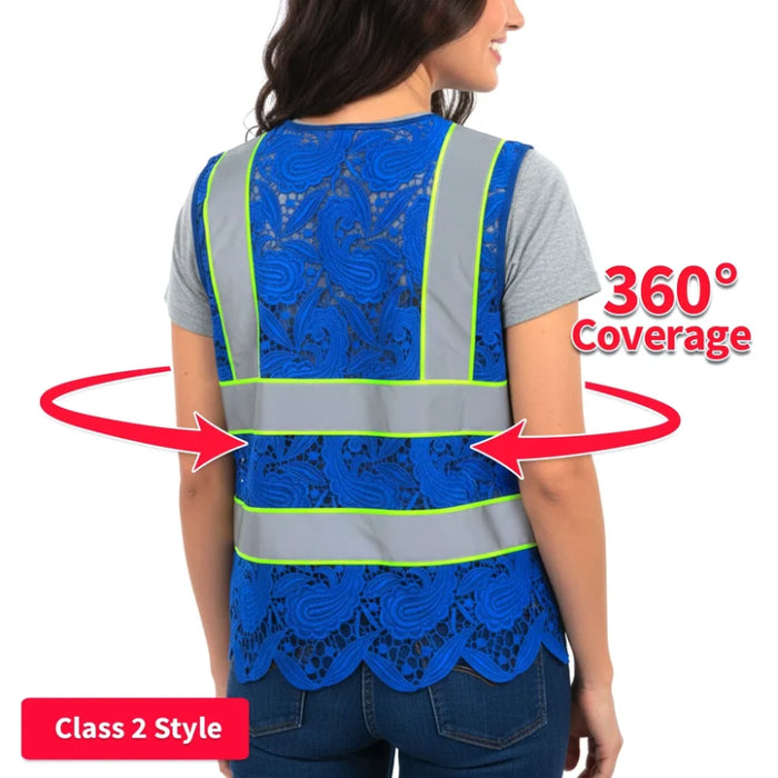 Lace Safety Vest® Women's Class 2 No Pockets Zippper Vest - VEST002