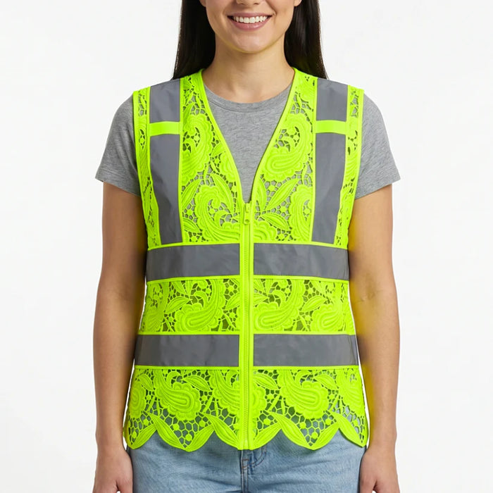 Lace Safety Vest® Women's Class 2 No Pockets Zippper Vest - VEST002