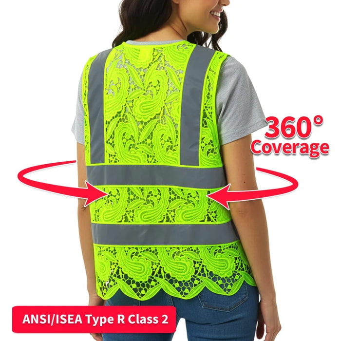 Lace Safety Vest® Women's Class 2 No Pockets Zippper Vest - VEST002