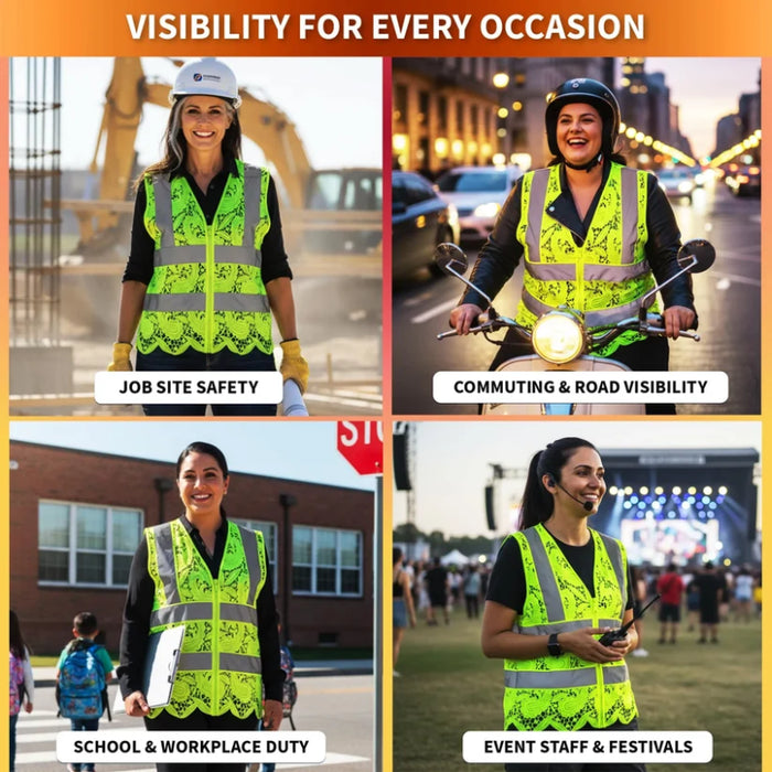 Lace Safety Vest® Women's Class 2 No Pockets Zippper Vest - VEST002