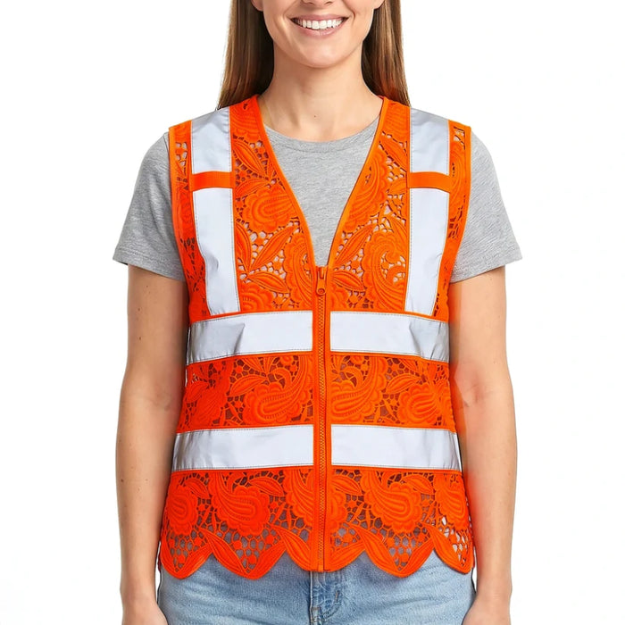 Lace Safety Vest® Women's Class 2 No Pockets Zippper Vest - VEST002