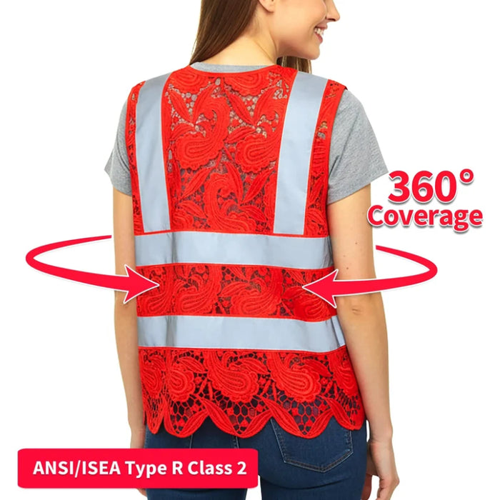 Lace Safety Vest® Women's Class 2 No Pockets Zippper Vest - VEST002