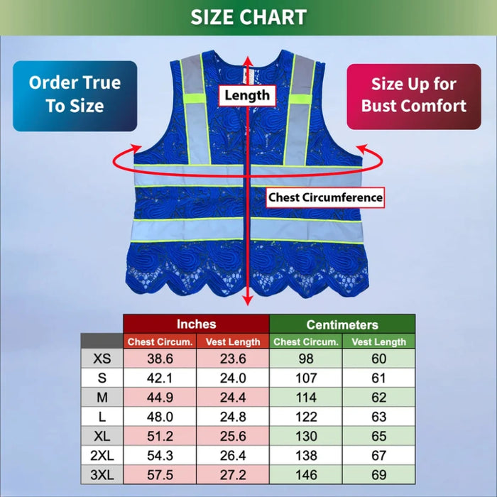 Lace Safety Vest® Women's Class 2 No Pockets Zippper Vest - VEST002