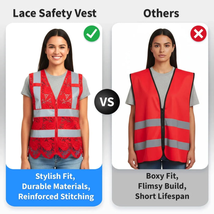 Lace Safety Vest® Women's Class 2 No Pockets Zippper Vest - VEST002