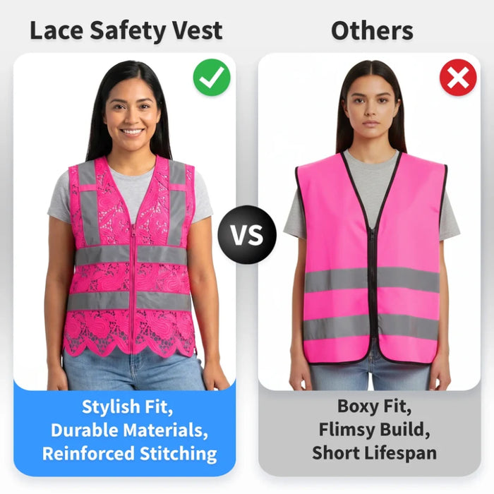 Lace Safety Vest® Women's Class 2 No Pockets Zippper Vest - VEST002