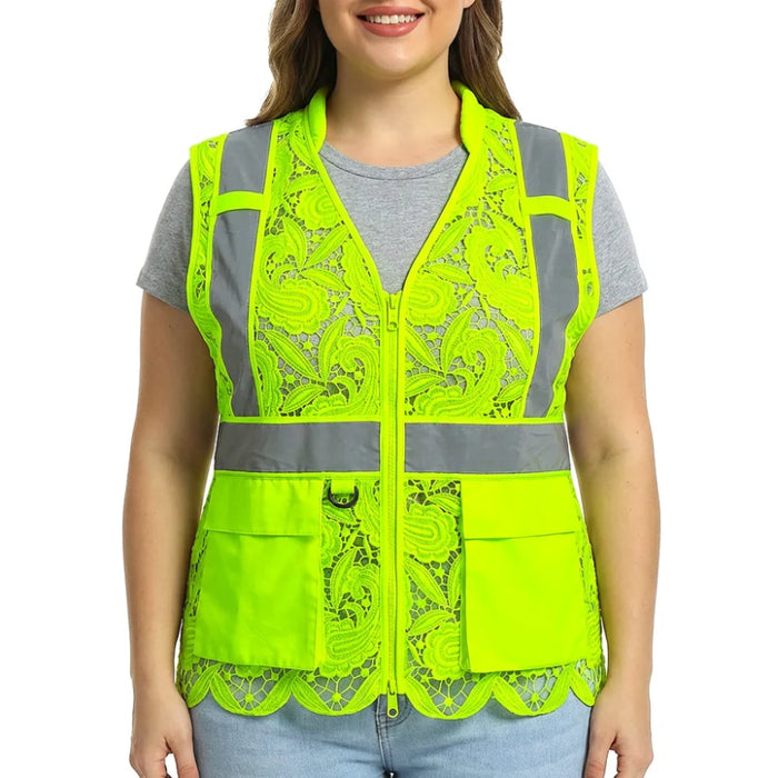Lace Safety Vest® Women's Class 2 Two Pockets Zippper Vest - VEST002