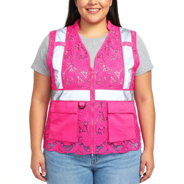 Lace Safety Vest® Women's Class 2 Two Pockets Zippper Vest - VEST002