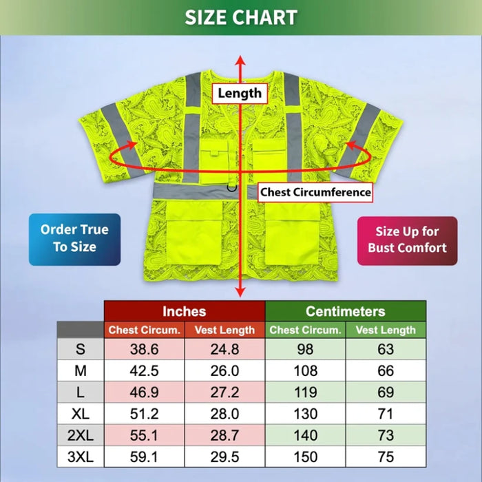 Lace Safety Vest® Women's Class 3 Four Pockets Zipper Vest - Yellow - VEST002