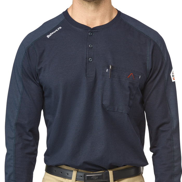 Bulwark® FR Men's Lightweight Flex Knit Henley CAT 2 - STL2