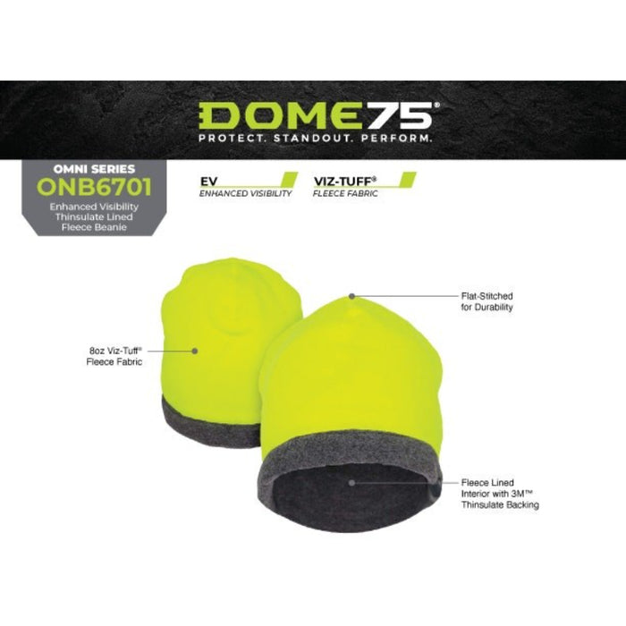 DOME75® OMNI Series Enhanced Visibility Thinsulate Lined Fleece Beanie - ONB6701
