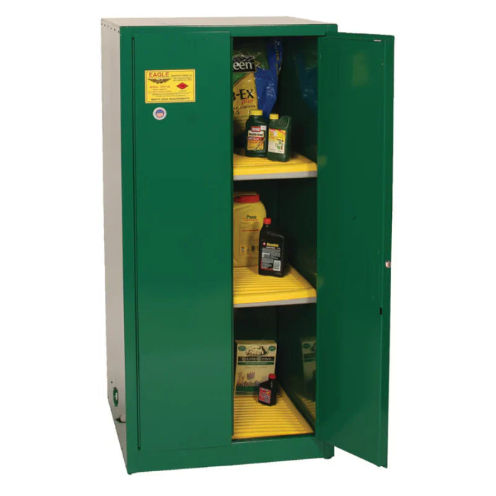 herbicide storage cabinets Eagle Pesticide Safety Cabinet - 60 Gallon - 2 Shelves - 2 Door - Manual Close - Green