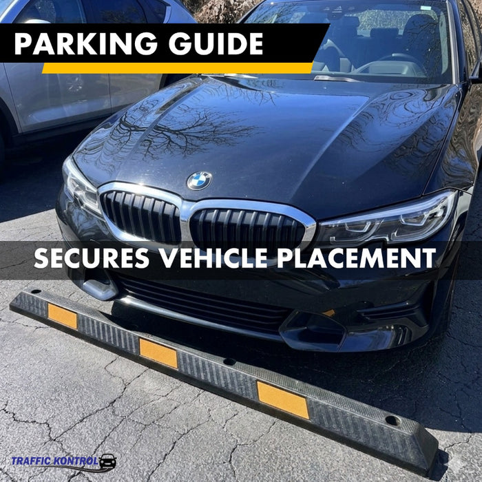 6 Foot Long - Rubber Parking Curb Wheel Stop Block With Lag Bolt - Yellow
