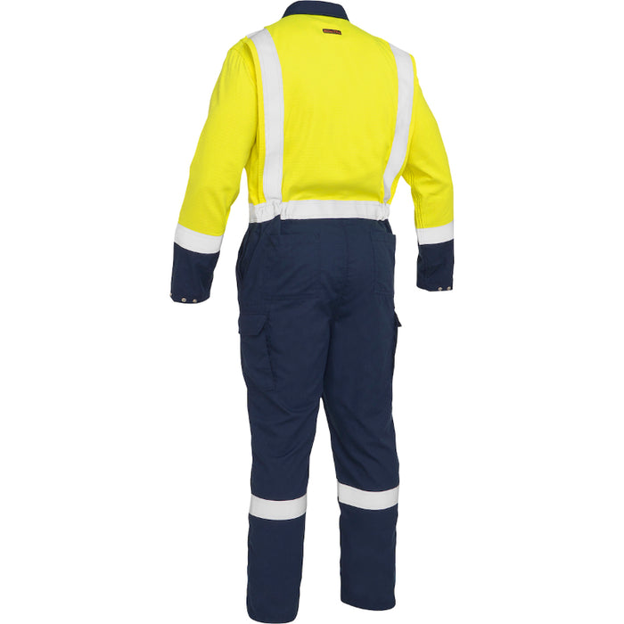 PIP® Bisley® Hi Vis Flame Resistant Ripstop Coverall with Navy Bottom - 385MFRHC
