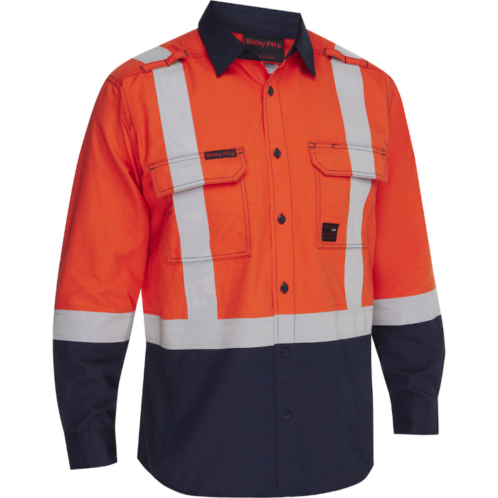 Bisley® Hi Vis FR - Men's Ripstop Long Sleeve Button Down Shirt - 385MFRHS