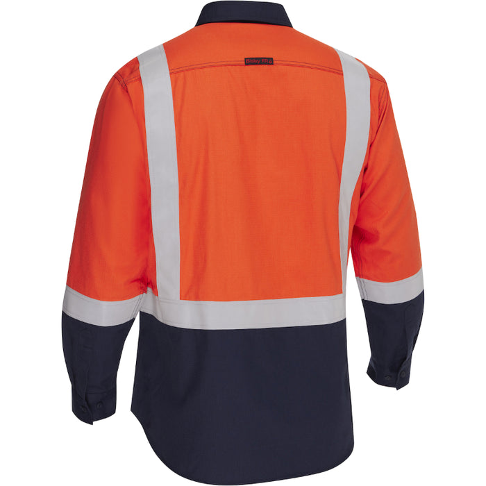 Bisley® Hi Vis FR - Men's Ripstop Long Sleeve Button Down Shirt - 385MFRHS