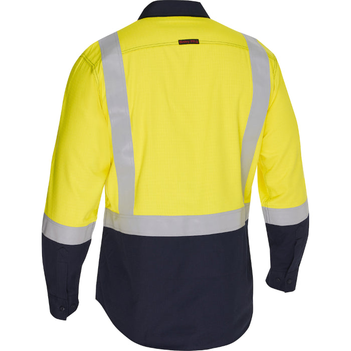 Bisley® Hi Vis FR - Men's Ripstop Long Sleeve Button Down Shirt - 385MFRHS