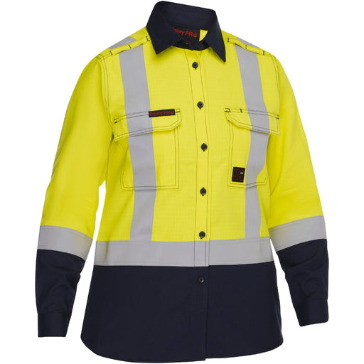 High-visibility safety jacket with reflective stripes on a white background