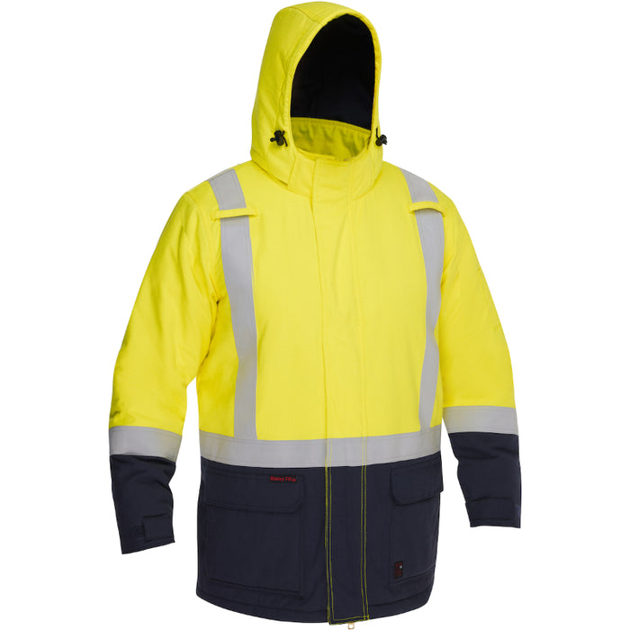 Bisley® Hi Vis FR Ripstop Insulated Parka with Navy Bottom - ANSI Class 3 Type R - 385M8387H