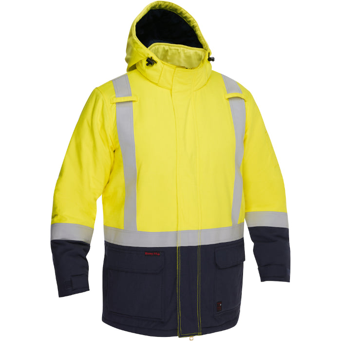 Bisley® Hi Vis FR Ripstop Insulated Parka with Navy Bottom - ANSI Class 3 Type R - 385M8387H