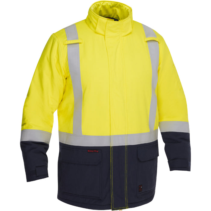 Bisley® Hi Vis FR Ripstop Insulated Parka with Navy Bottom - ANSI Class 3 Type R - 385M8387H