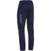 Navy blue pants with reflective stripes on a white background