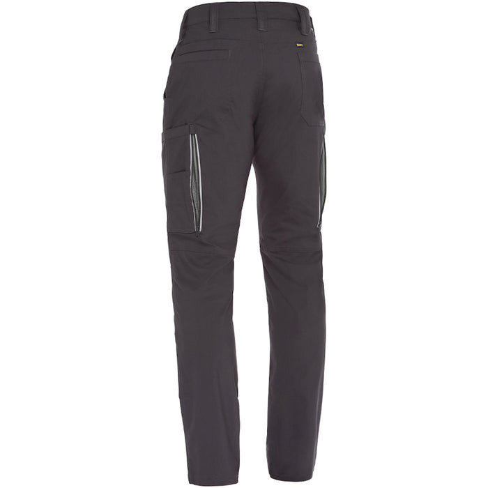 Dark gray pants with multiple pockets on a white background