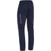 Navy blue pants with white zippers on a white background