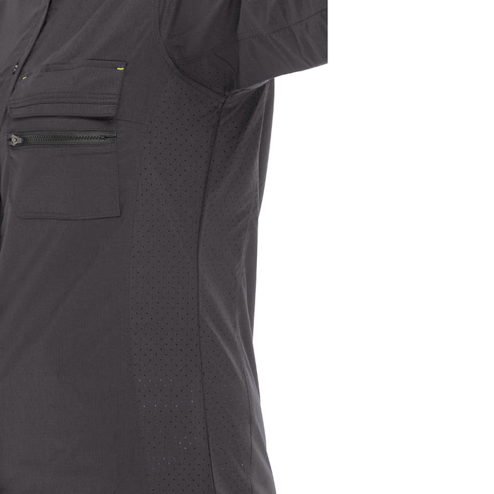 Black shirt with zipped pocket on a white background