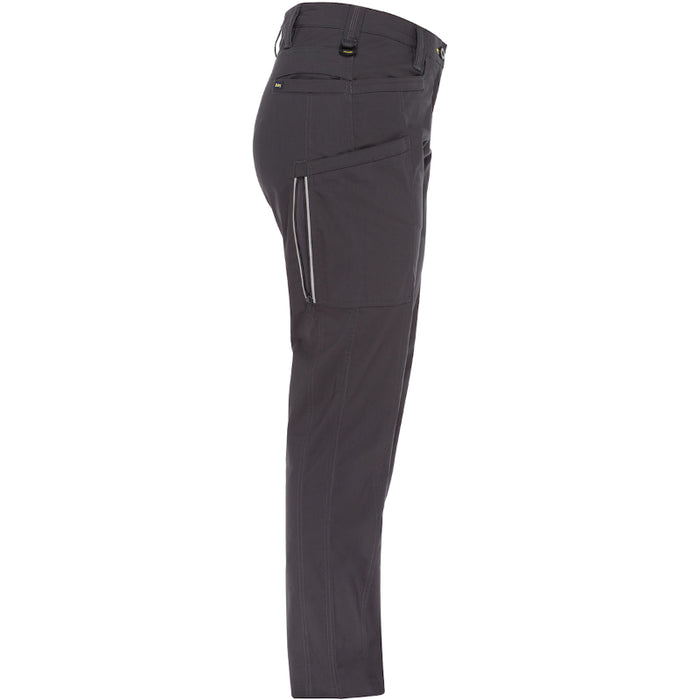 Dark gray pants with zippers on a white background