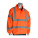 Orange safety jacket with reflective stripes on a mannequin against a white background