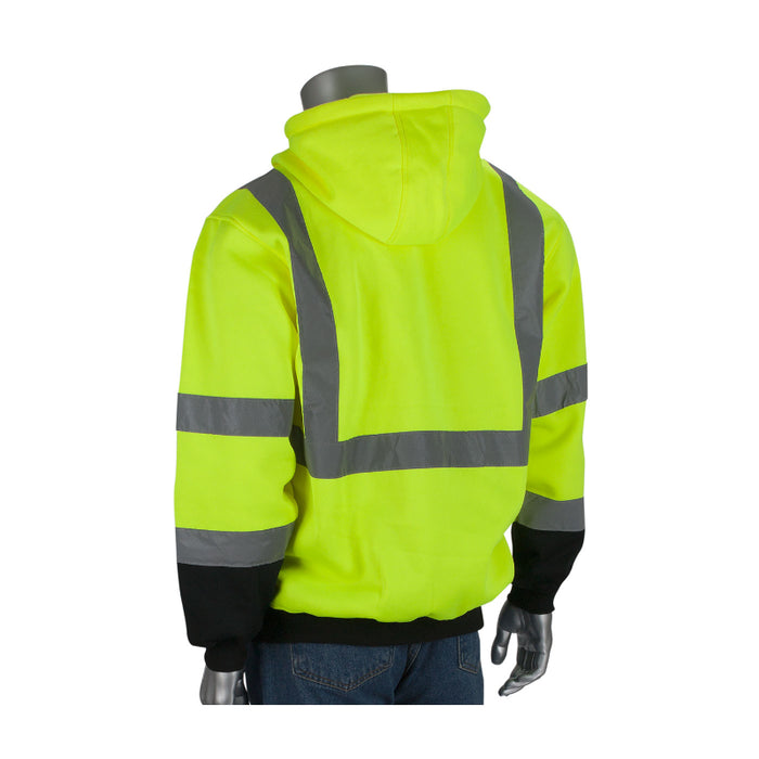 PIP® Hi Vis Hooded Pullover Sweatshirt with Black Bottom - ANSI Class 3 Type R - 323-1350B