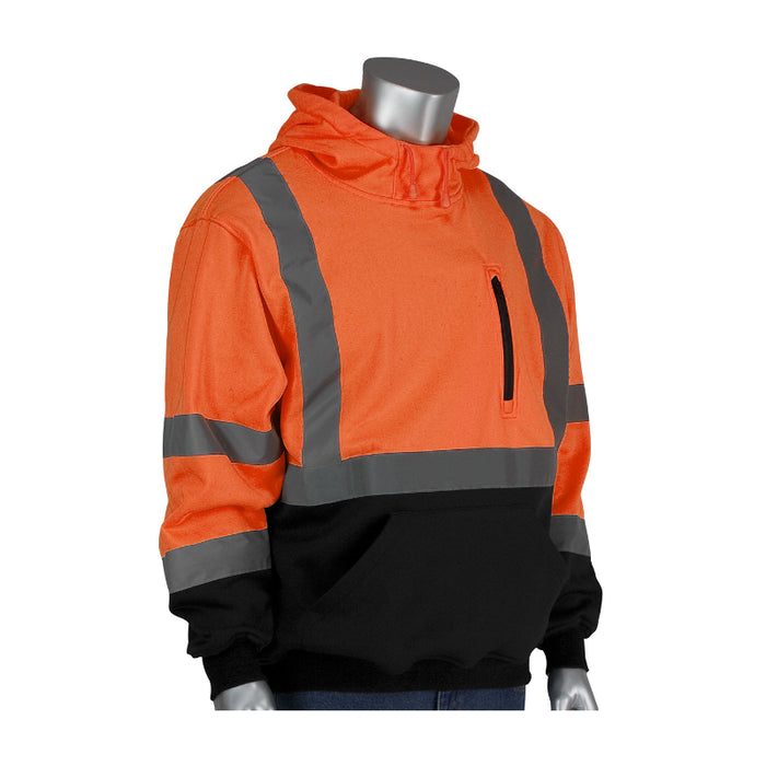 PIP® Hi Vis Hooded Pullover Sweatshirt with Black Bottom - ANSI Class 3 Type R - 323-1350B