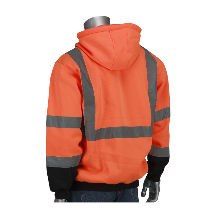 PIP® Hi Vis Hooded Pullover Sweatshirt with Black Bottom - ANSI Class 3 Type R - 323-1350B