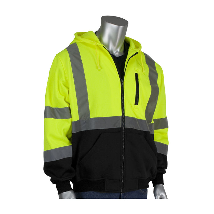 PIP® Hi Vis Hooded Sweatshirt with Black Bottom - ANSI Class 3 Type R - 323-1370B