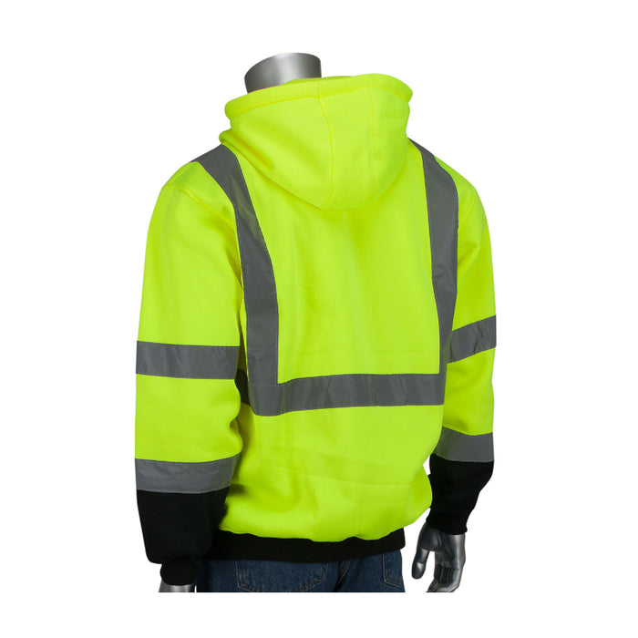 PIP® Hi Vis Hooded Sweatshirt with Black Bottom - ANSI Class 3 Type R - 323-1370B