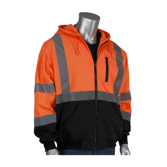 PIP® Hi Vis Hooded Sweatshirt with Black Bottom - ANSI Class 3 Type R - 323-1370B
