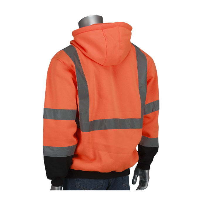 PIP® Hi Vis Hooded Sweatshirt with Black Bottom - ANSI Class 3 Type R - 323-1370B