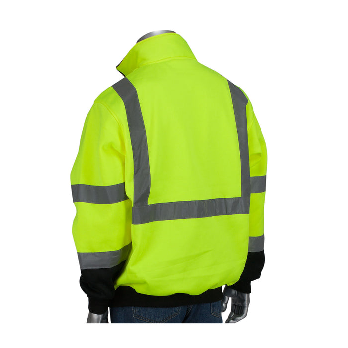 PIP® Hi Vis Quarter-Zip Pullover Sweatshirt with Black Bottom - ANSI Class 3 Type R - 323-1330B
