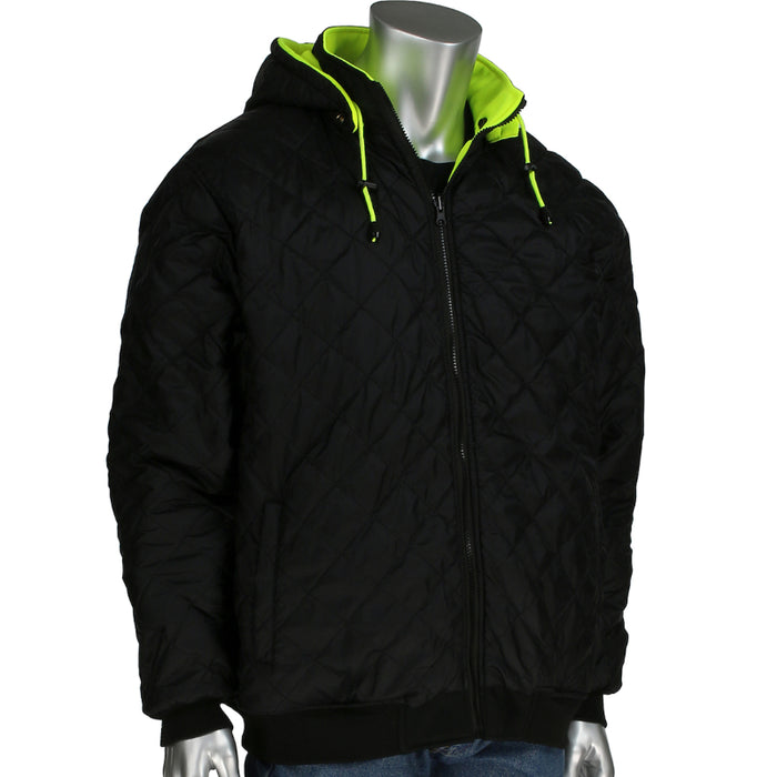 PIP® Hi Vis Reversible Full Zip Hooded Sweatshirt with Black Bottom - ANSI Class 3 Type R - 323-1400S
