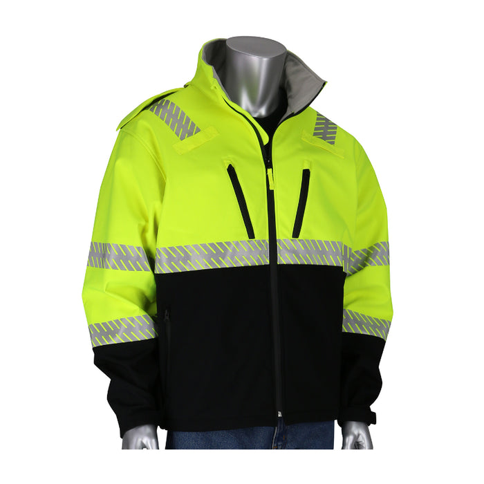PIP® High Visibility Ripstop Softshell Black Bottom Jacket - ANSI Class 3 Type R - 333-1550