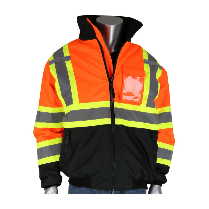PIP® High Visibility - Two Tone,  X Back Black Bottom Bomber Jacket - ANSI Class 3 Type R - 333-1745X