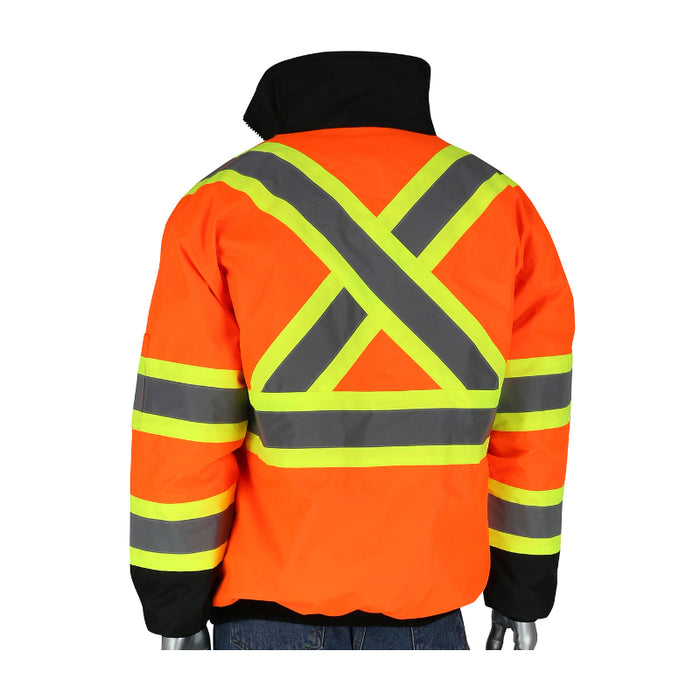PIP® High Visibility - Two Tone,  X Back Black Bottom Bomber Jacket - ANSI Class 3 Type R - 333-1745X