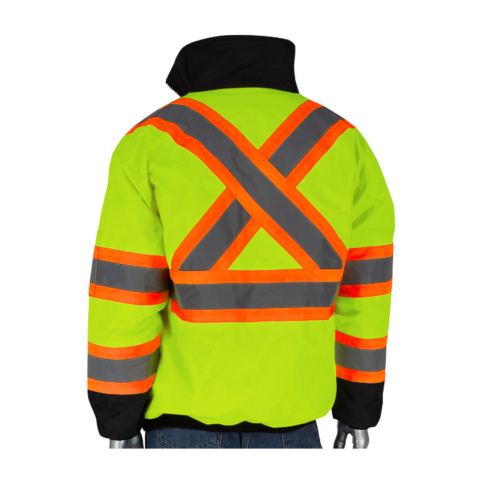 PIP® High Visibility - Two Tone,  X Back Black Bottom Bomber Jacket - ANSI Class 3 Type R - 333-1745X