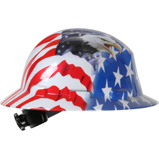 Hard hat with American flag design and eagle on a white background